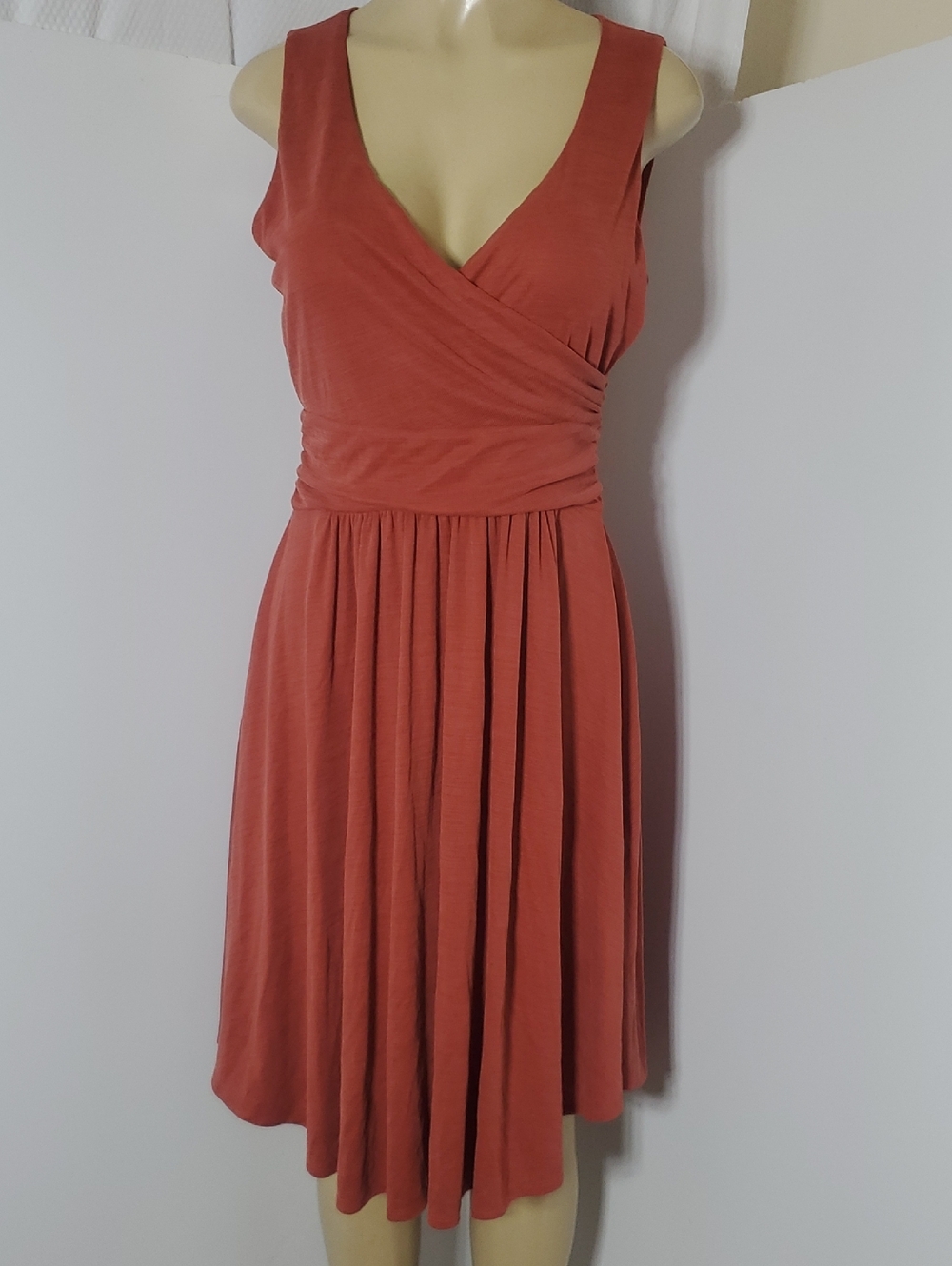 Maeve Nora Textured Dress Orange Sleeveless Wrap-Front Size S